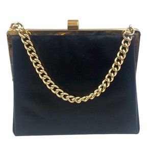 Black Trapezoid Clutch Shoulder Bag